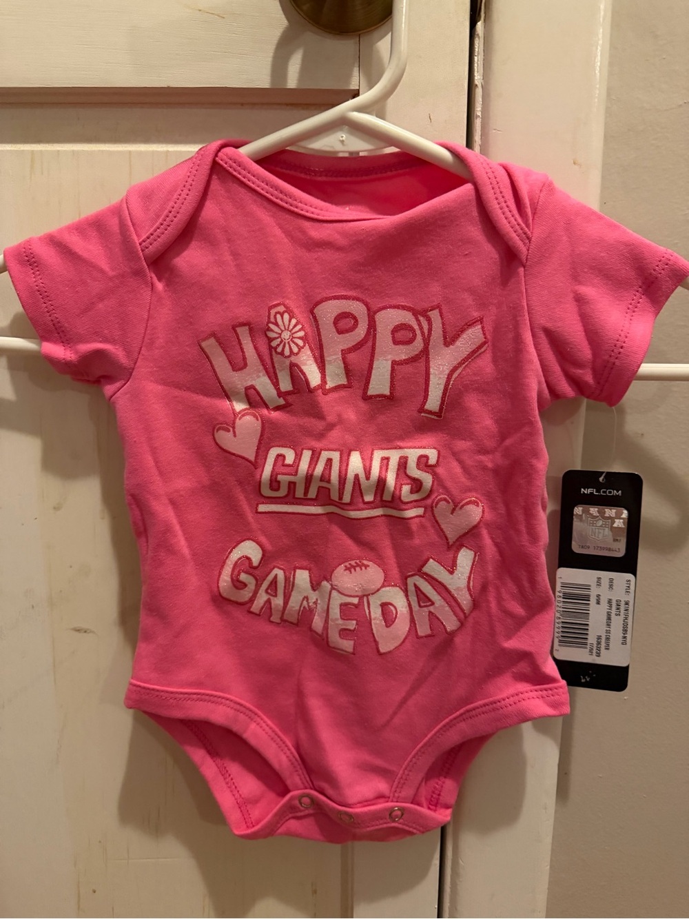 NFL Pink "Happy Giants Gameday" Baby One-Piece